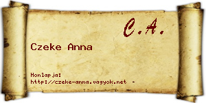 Czeke Anna névjegykártya